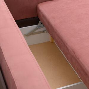 Canapea extensibilă cu spatiu depozitare Amias catifea Dusty Pink