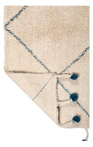 Covor din bumbac cu detalii albastre Nattiot Tanvi, 110 x 170 cm
