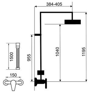 Tina Black - sistem de duș cu baterie duș - SET042/38.5 - Ferro