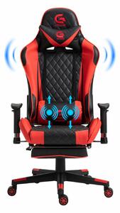 Scaun gaming cu masaj în perna lombară, suport picioare, funcție șezlong, SIG 5020, Negru/Roșu