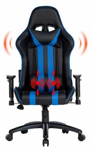 Scaun gaming, masaj în perna lombară, funcție șezlong, 180 grade, SIG 003, Negru/Albastru