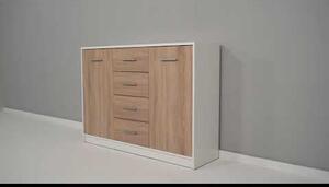 Comoda NEPO PLUS, alb, PAL laminat, 119x34x84 cm