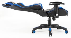 Scaun gaming, masaj în perna lombară, funcție recliner, design racing, Negru/Albastru