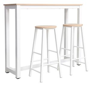 Set bar masa si scaune pentru sufragerie Marle culoare lemn natural - alb picior 120x40x100cm