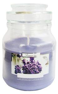 Lumanare parfumata in pahar transparent de sticla cu capac, Bispol, Lavanda, SND71-79