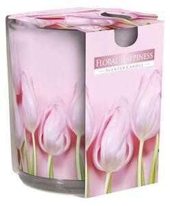 Lumanare parfumata in pahar imprimat Bispol, Floral Happiness, SN72S-41