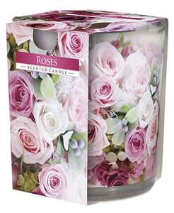 Lumanare parfumata in pahar imprimat Bispol, Roses, SN72S-02