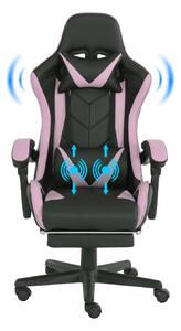 Scaun gaming, masaj în perna lombară, suport picioare Genator V110M, Roz