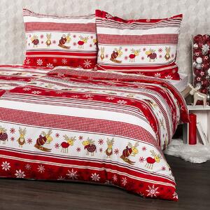 Lenjerie pat din flanelă Crăciun 4Home Renii, 160 x 200 cm, 70 x 80 cm