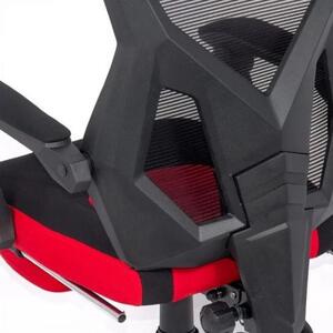 Scaun ergonomic, suport picioare, mesh si material textil, SIB 601, Negru/Rosu