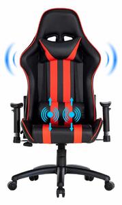 Scaun gaming, masaj în perna lombară, funcție șezlong, 180 grade, SIG 003, Negru/Roșu