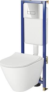 Set vas WC cu rezervor, mecanism și capac Cersanit B697, evacuare orizontală, alb