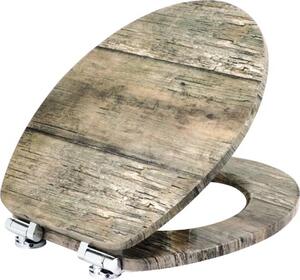 Capac WC form & style Wooden Boards, ușor detașabil, închidere lentă, 47,6x36,5 cm
