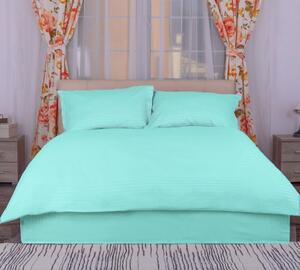 Lenjerie cu cearceaf pat cu elastic - saltea de 100x200cm, damasc policoton, verde menta