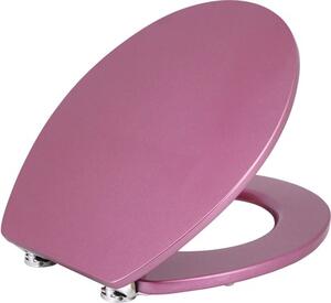 Capac WC form & style, ușor detașabil, închidere lentă, roz metalic 48,5x37 cm