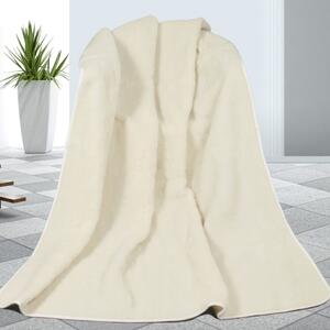 Pătură din lână, alb, 155 x 200 cm