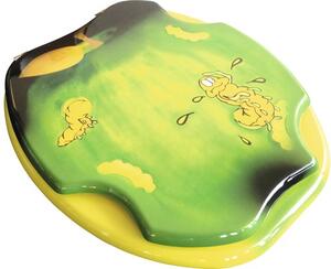 Capac WC "Apple", închidere simplă, galben/verde 45,5x37,5 cm