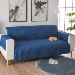 Cuvertura matlasata canapea 2 locuri 140 x 210 cm, model romburi, doua fete, Albastru