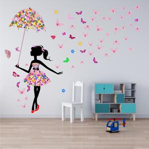 Sticker perete Dancing with Butterflies and Flowers