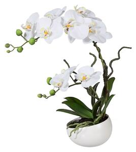 Orhidee artificială în ghiveci, alb, 42 cm