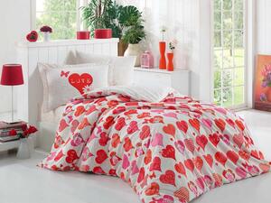 Lenjerie pat 1 persoană bumbac 100% poplin, Hobby Home, Vera - Red