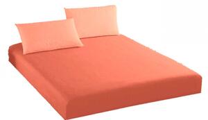 Husa pat tricot cu elastic si 2 fete perna, saltea 160x200cm, portocaliu