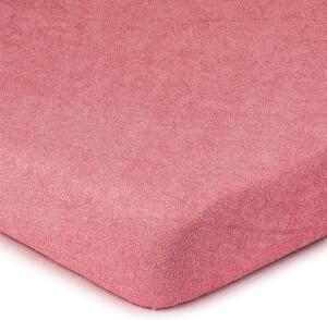 Cearșaf de pat 4Home din frotir, roz, 90 x 200 cm, 90 x 200 cm
