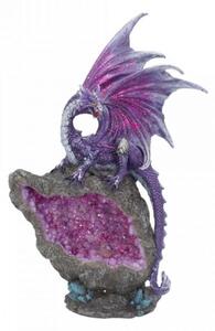 Statueta dragon violet Custodele de ametist 22 cm