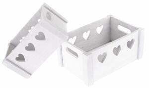 Set lădițe decorative din lemn Hearts 2 buc., alb