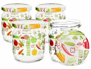 Set borcane din sticlă cu capac pentru conservare Orion Fruit 0,425 l, 4 buc