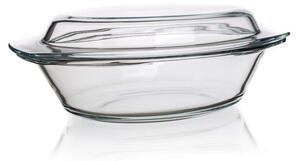 Tavă ovală de copt Simax, din sticlă, cu capac, 4,4 l