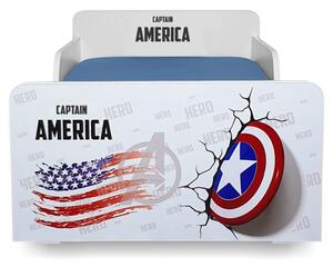 Pat copii Captain America 2-12 ani cu sertar si saltea inclusa