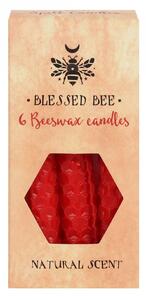 Set 6 lumanari din ceara de albine rosii pentru ritualuri de iubire si vitalitate 11cm
