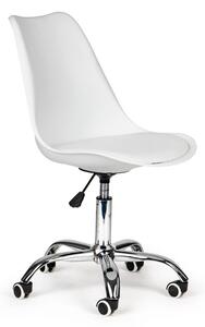 Scaun de birou rotativ, inaltime reglabila, cu perna pentru sezut, culoare alb