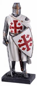 Statueta cavaler medieval Cruciat cu scut 18cm