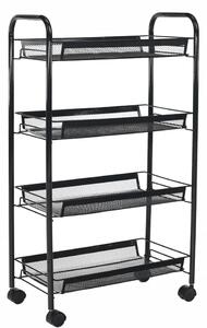 Etajera metalica mobila 48x27x84 cm Negru