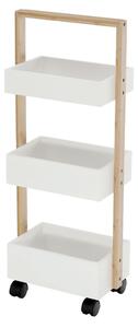 Etajera mobila din lemn cu 3 nivele 30x18x75 cm Alb/Natur