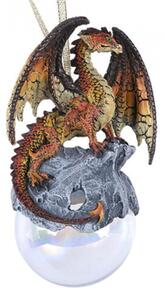 Decoratiune cu agatatoare dragon pe glob Hyperion 12 cm