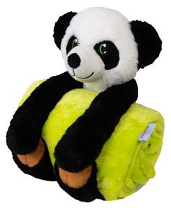 Pătură de copii Carol, cu jucărie din pluș panda, 80 x 100 cm