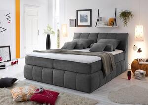 Pat boxspring TOLEDO PREMIUM, gri antracit - Soro 97, cu saltea, toppe