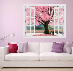Fereastra cu efect 3D - Pink tree - 119x93 cm