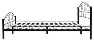 Cadru metalic de pat frantuzesc cu grilaj cadou, 140x200 cm, Negru