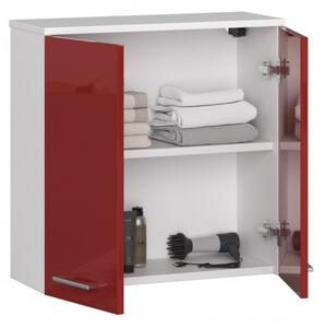 Laoya FIN W60 2D dulap baie, alb / roșu lucios
