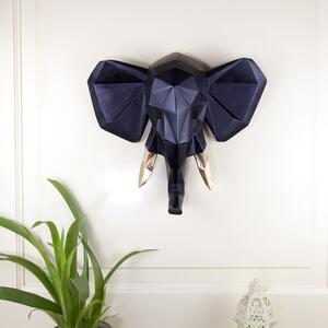 Trofeu de perete geometric 3D - Elephant - Black Gold