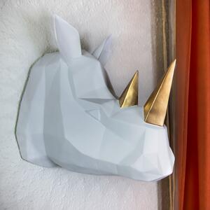 Trofeu de perete geometric 3D - Rhino - White Gold