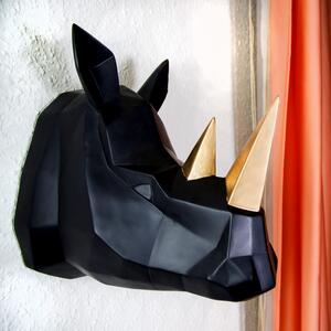 Trofeu de perete geometric 3D - Rhino - Black Gold