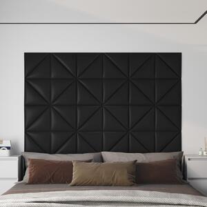 Panouri perete 12 buc. negru, 30x30 cm piele ecologică 0,54 m²
