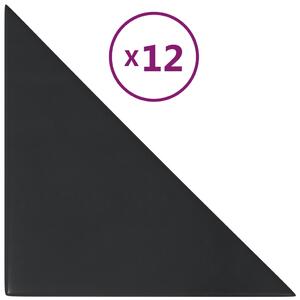 Panouri perete 12 buc. negru, 30x30 cm piele ecologică 0,54 m²