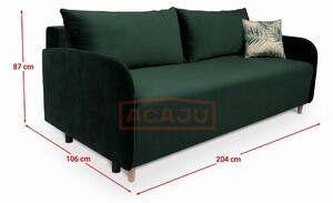 Canapea extensibila verde Lajona cu lada depozitare, 204x106x87 cm
