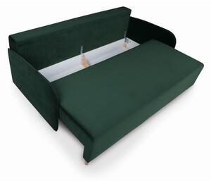 Canapea extensibila verde Lajona cu lada depozitare, 204x106x87 cm